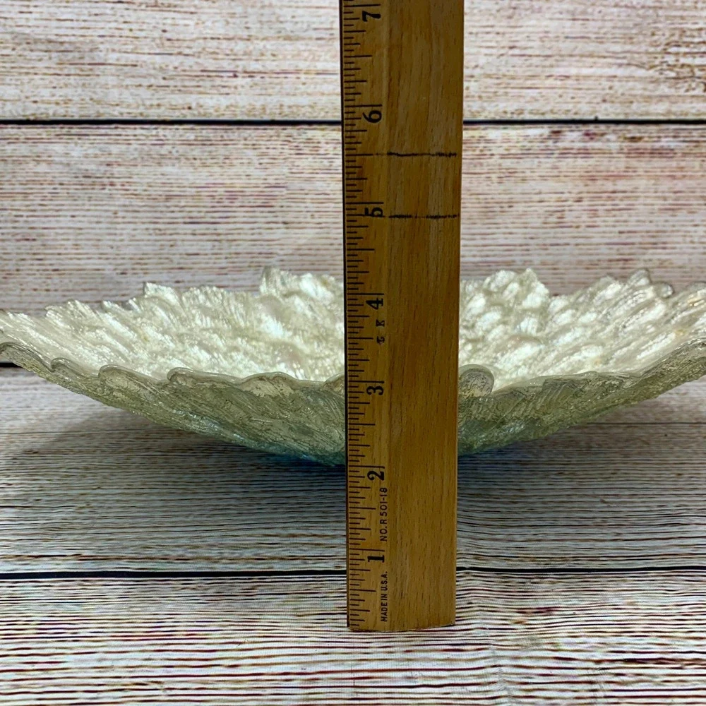 Decorative Silver‎ Glass Bowl Textured Round Centerpiece Unique Serving Dish
